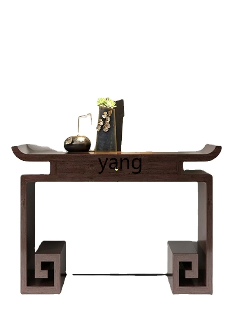 YJW Console Tables Wall Entrance Strip Table Partition Side View Solid Wood Incense Burner Table Zen Altar