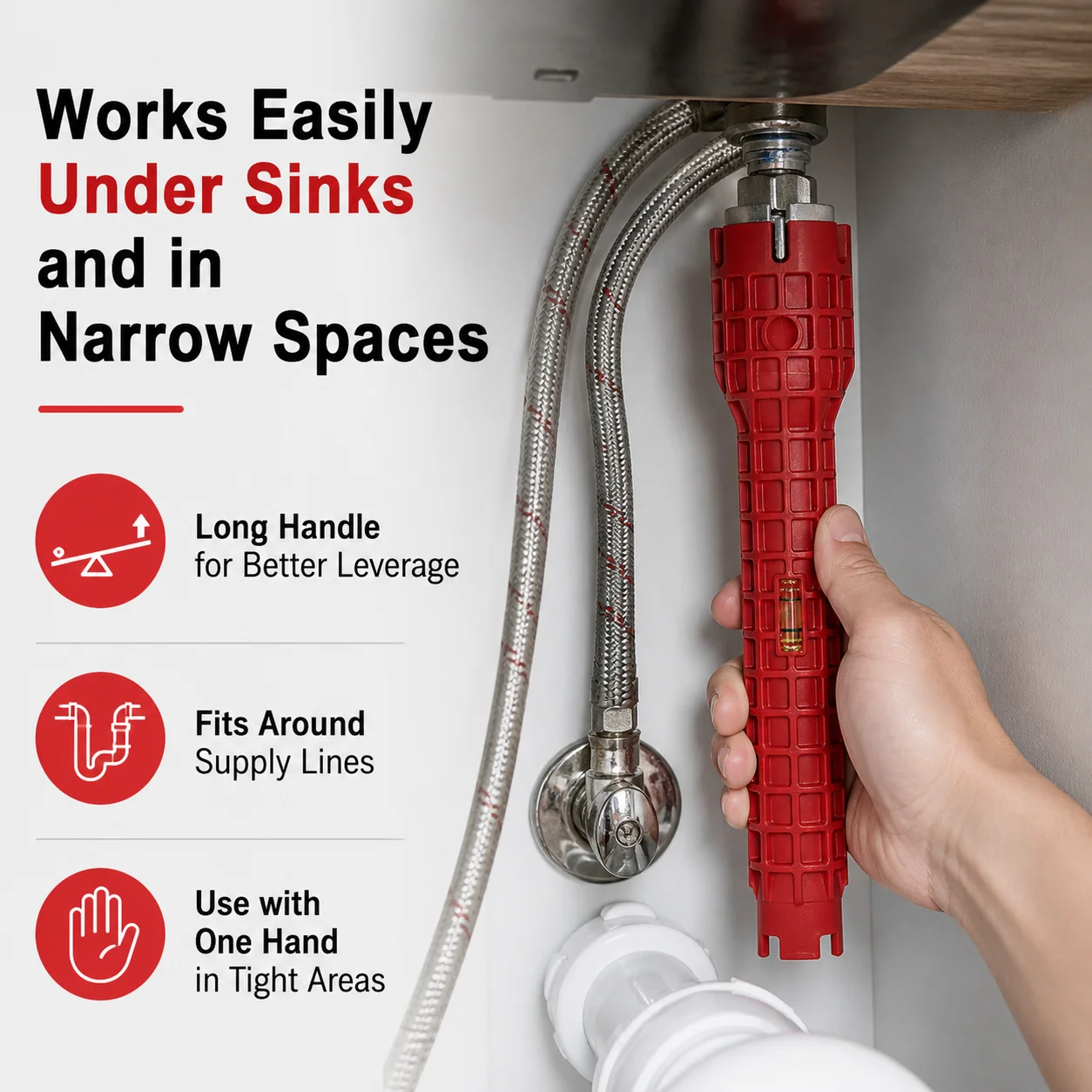 14-in-1 Sink Wrench Multifunction Faucet Installer Tool with 34/40mm Socket Heads U-Shape Head Screw Extractor