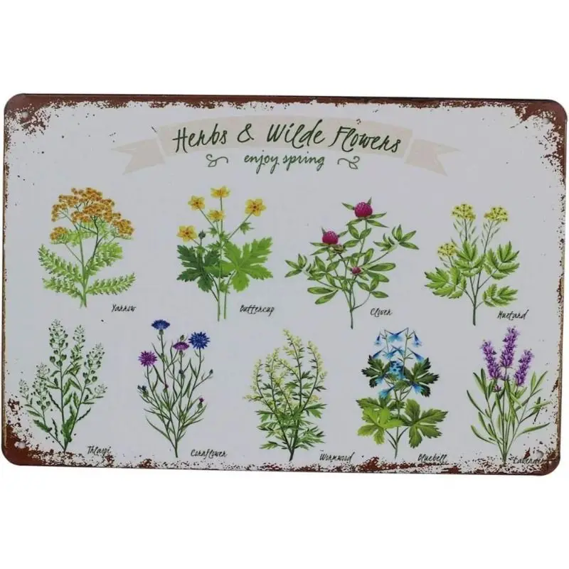 CIFBUY Vintage Metal Tin Sign Wildflower Retro Décor 20x30 cm Wall Art for Home, Bar, Garage - Rustic Farmhouse Decor Gift