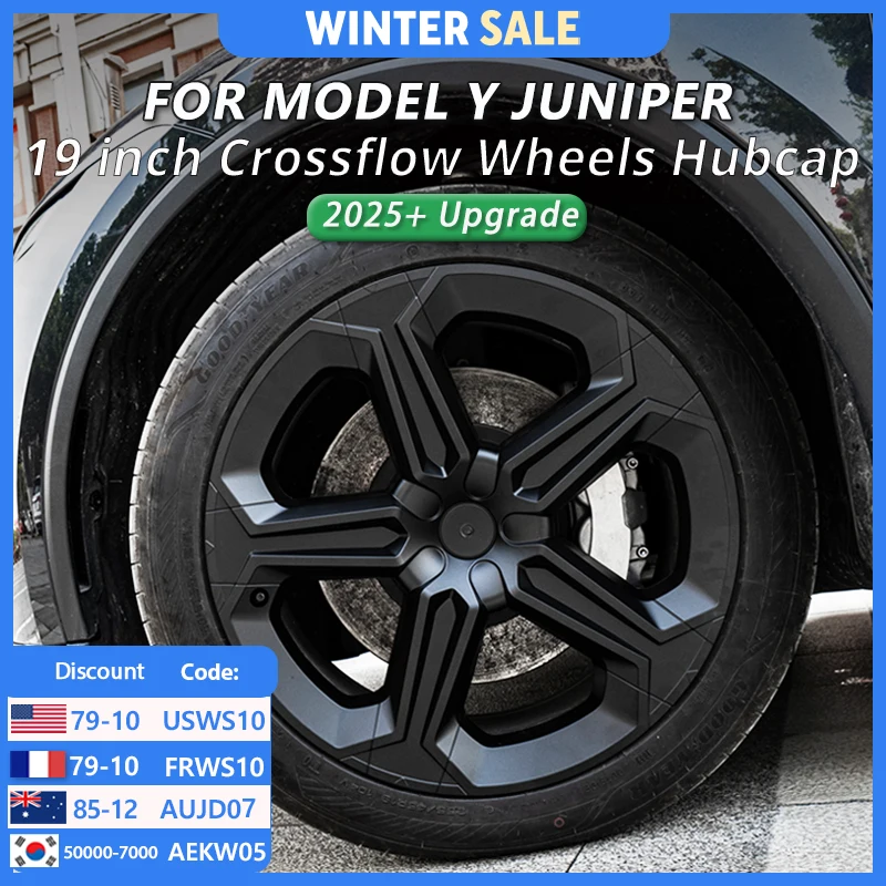 

4 шт. 2025 колпак для Tesla Model Y Juniper, крышка колеса 19 дюймов, крышка колеса с перекрестным потоком, инструменты, сменные автомобильные аксессуары