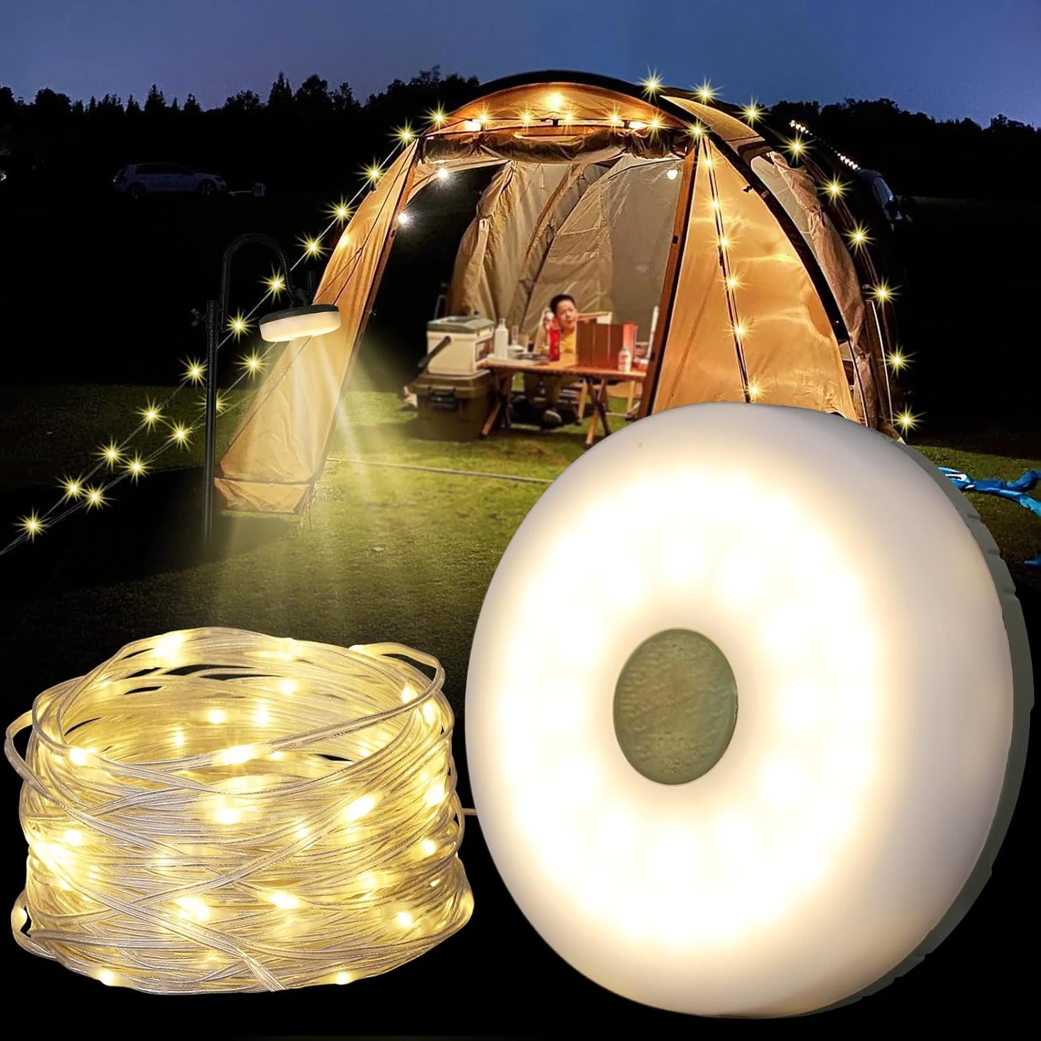 LED Camping Strip Atmosfera Lâmpada, impermeável reciclável Light Belt, Decoração do jardim ao ar livre, Tent Room, 8m Comprimento