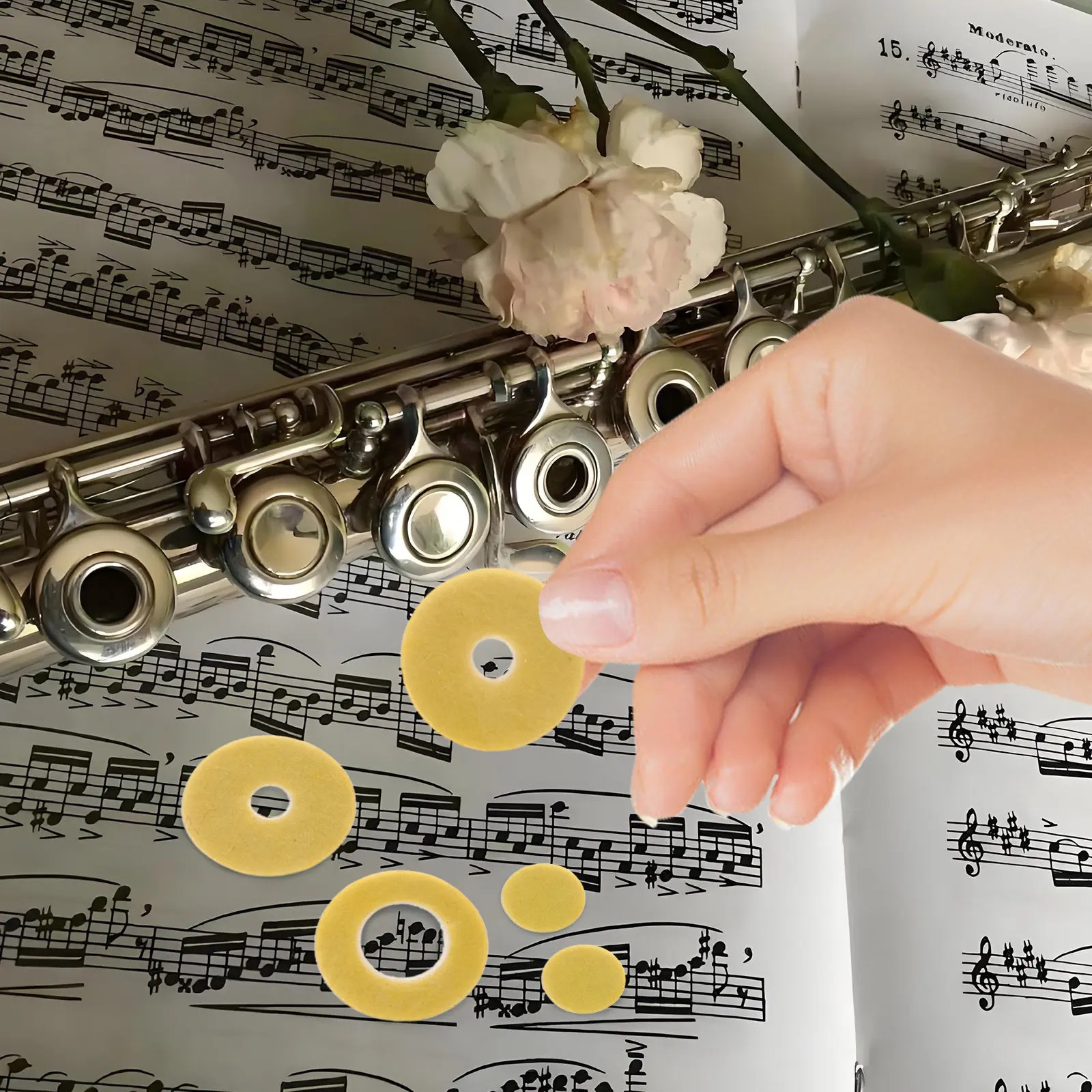 Premium Felt Flute Pads for Open Hole Flutes – Soft Touch, Deformation-Resistant Key Hole Gaskets (1 Set)