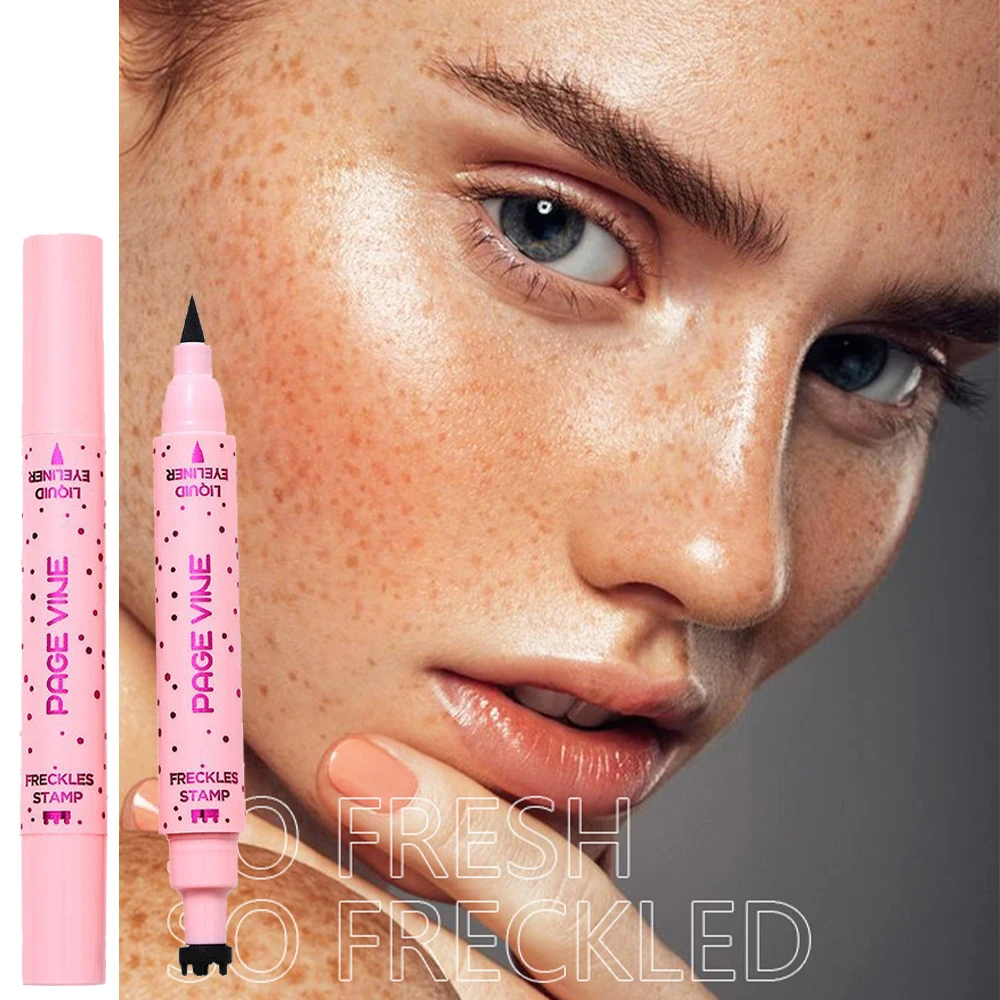 2 em 1 simulação natural sardas selo caneta à prova dwaterproof água fácil cor sarda ponto caneta rosto falso sardas delineador maquiagem duradoura