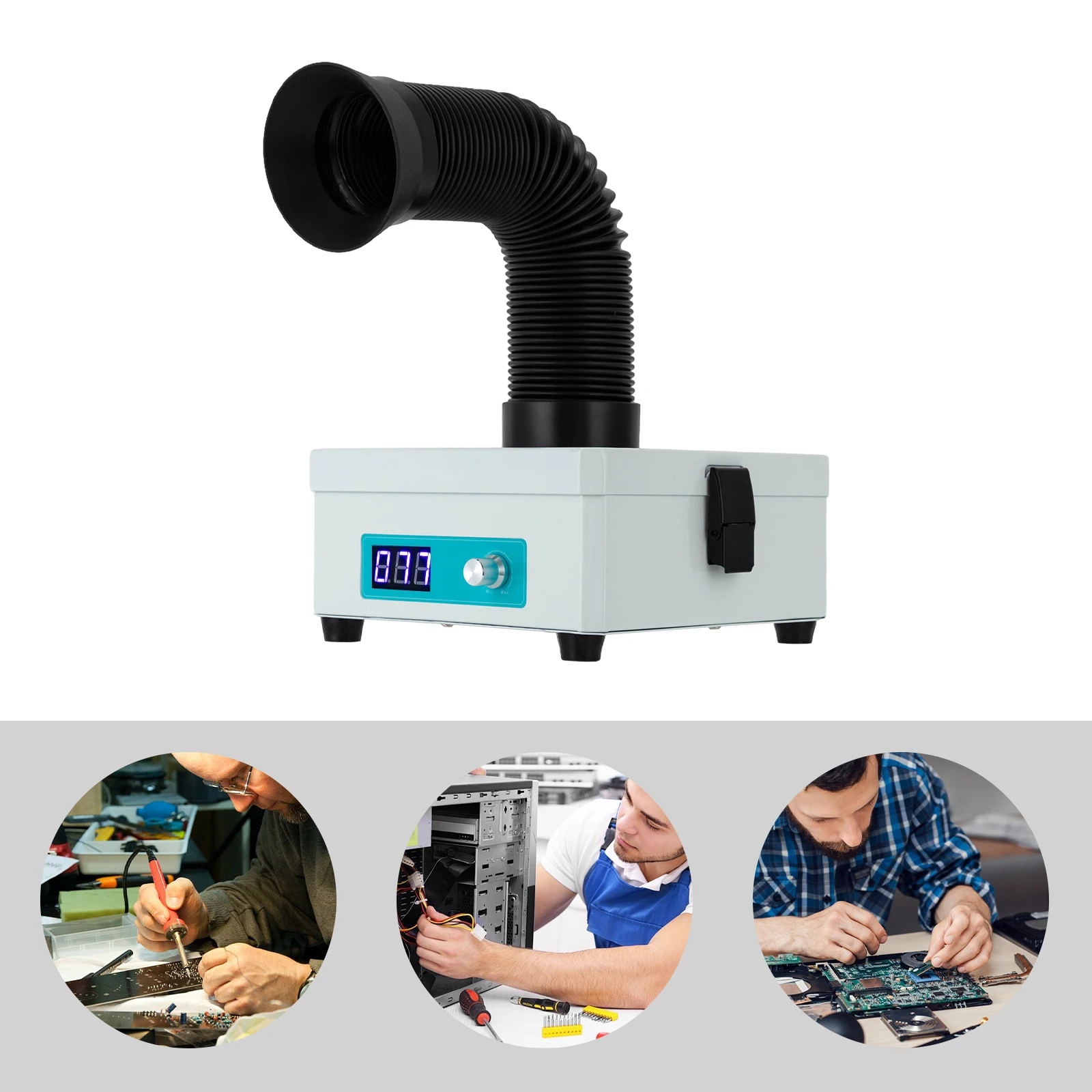 Fume Extractor, Soldering Smoke Absorber, Desktop Air Cleaner with 3 Filters, 15W Brushless, for DIY Soldering
