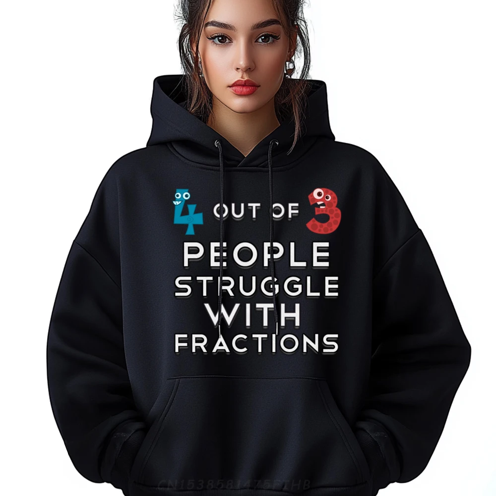 

4 Out Of 3 People Struggle With Fractions Graphic Mens Hoodies Round Collar Long Sleeve Sweatshirt Cool Pullover