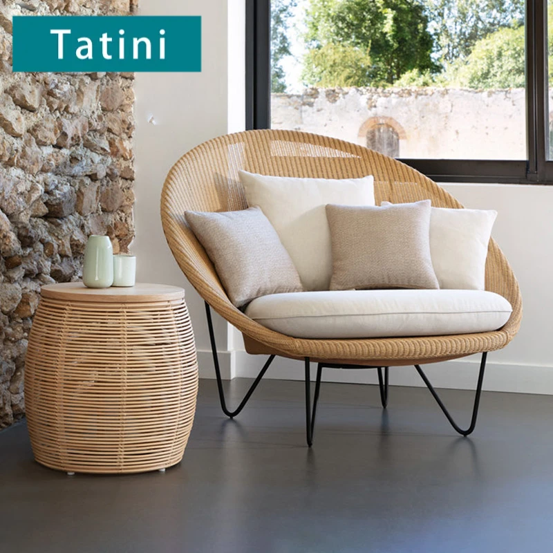 Outdoor Made Of Rattan Sofa Hotel Patio Garden Balcony Leisure Furniture Patio Villa Resorts Aluminum Alloy Cane Chair