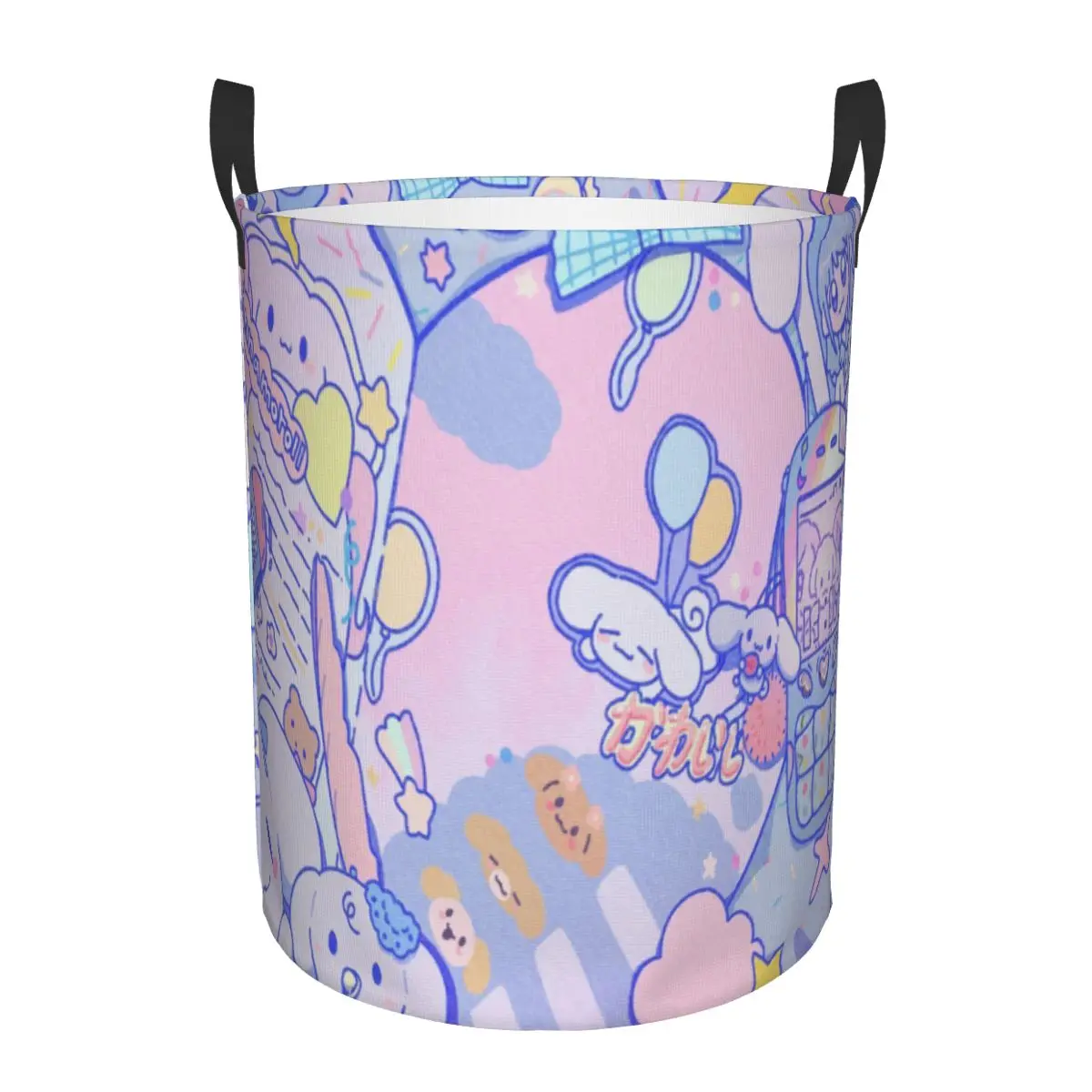 

Round Single-Layer Laundry Hamper Cinnamoroll Lightweight and Durable Dirty Clothes Basket with Breathable Design for Home