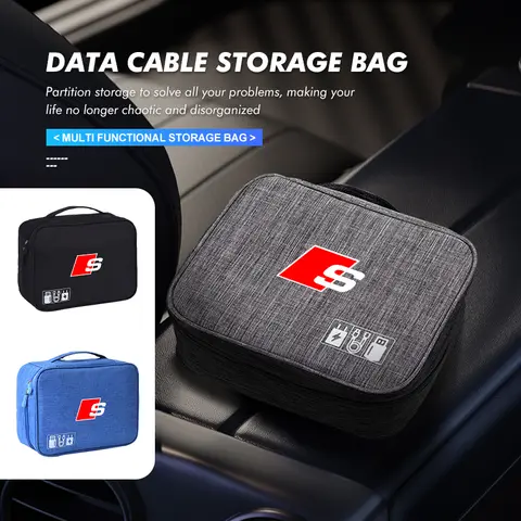 자동차 보관 가방 USB 데이터 케이블 헤드셋 충전 보물 상자 Audi Quattro A3 8P TT 8V A4 B8 RS3 RS4 S5 S6 S7 A3 Q3 A4L