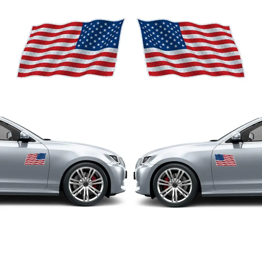 Reflective 2Pcs Universal USA Flag Car Vinyl Decal Lightweight Car Sticker Self-absorption   for Car