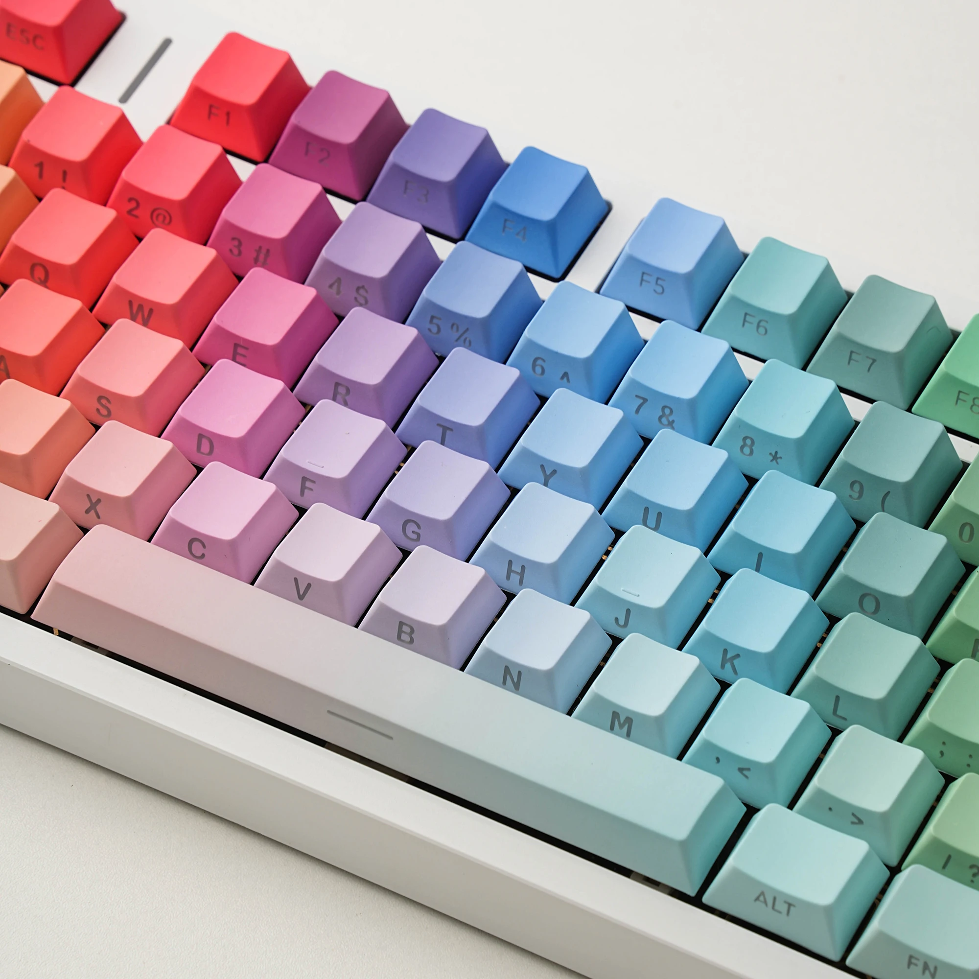 Gradient Translucent Color Sided Printed Keycaps 130keys for Mechanical Keyboard English Korean Cangjie Key Caps Cherry PBT