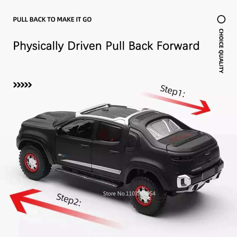 CCA 1:32 Chevrolet Colorado ZH2 Diecast Model Alloy Toys Car Sound Light Pull Back 4 Doors Opened Children\'s Toys Birthday Gifts