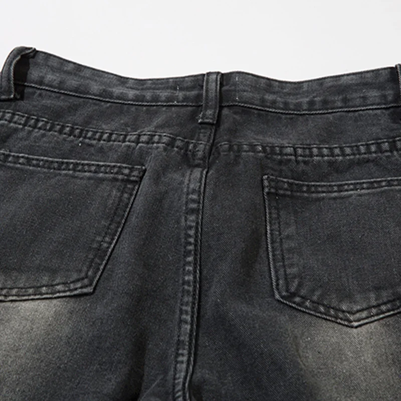 UPRAKF Punk Jeans Streetwear Casual High Waist Fashion Trousers Vintage Summer Wide Leg Black Gothic