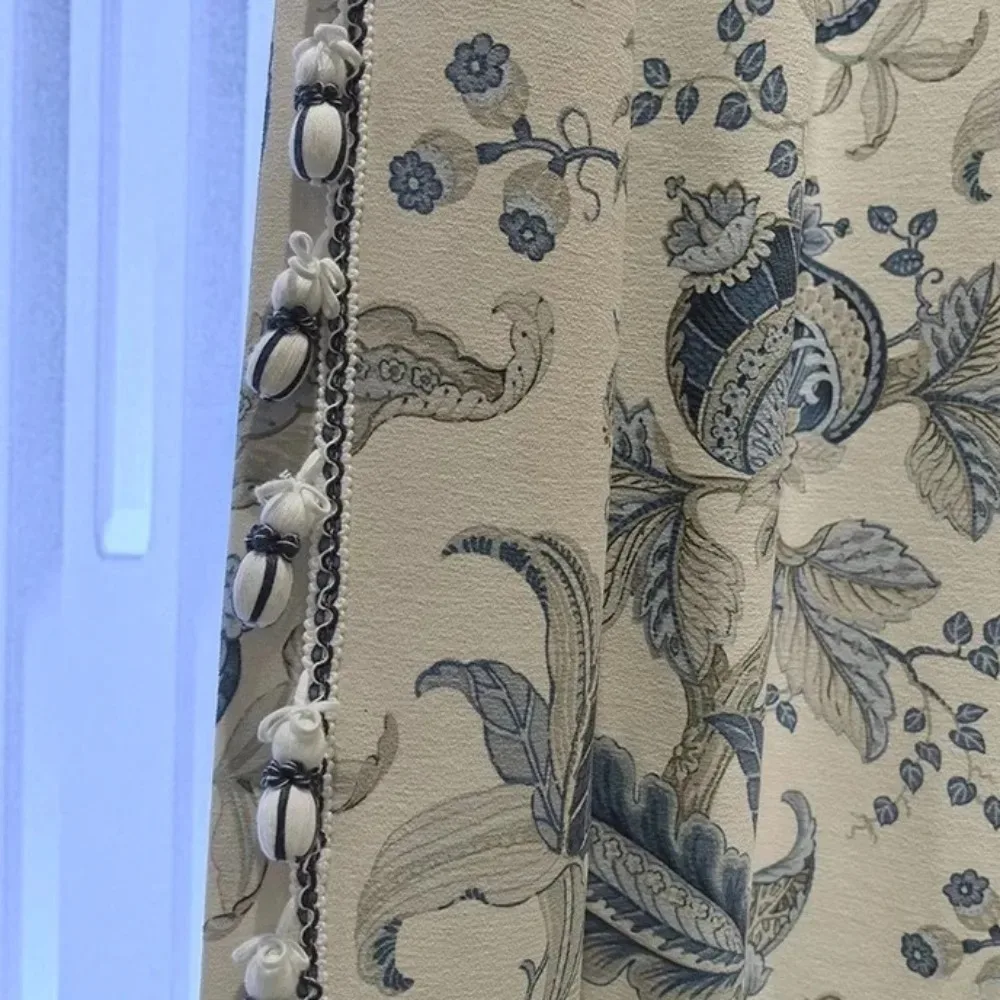 Luxury Palace Style European American Printed French Vintage Blackout Drapes Valance Curtains for Living Room High End Custom