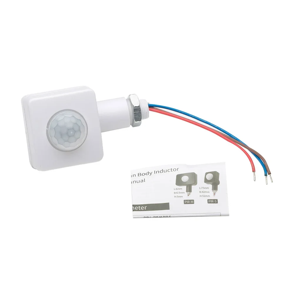 Sensor de movimiento humano AC85-265V, Detector de movimiento PIR para casa inteligente, interruptor PIR ajustable, Sensor de luz