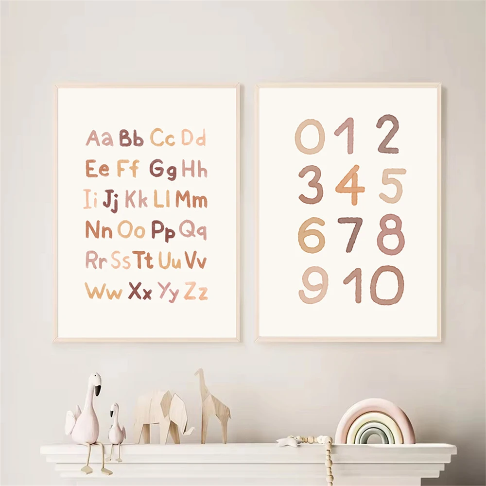 بوهو لوحات حائط الأبجدية قماش طباعة أرقام المشارك مجردة جدار الفن الحضانة يطبع الشمال الملصقات صور غرفة الاطفال ديسمبر
