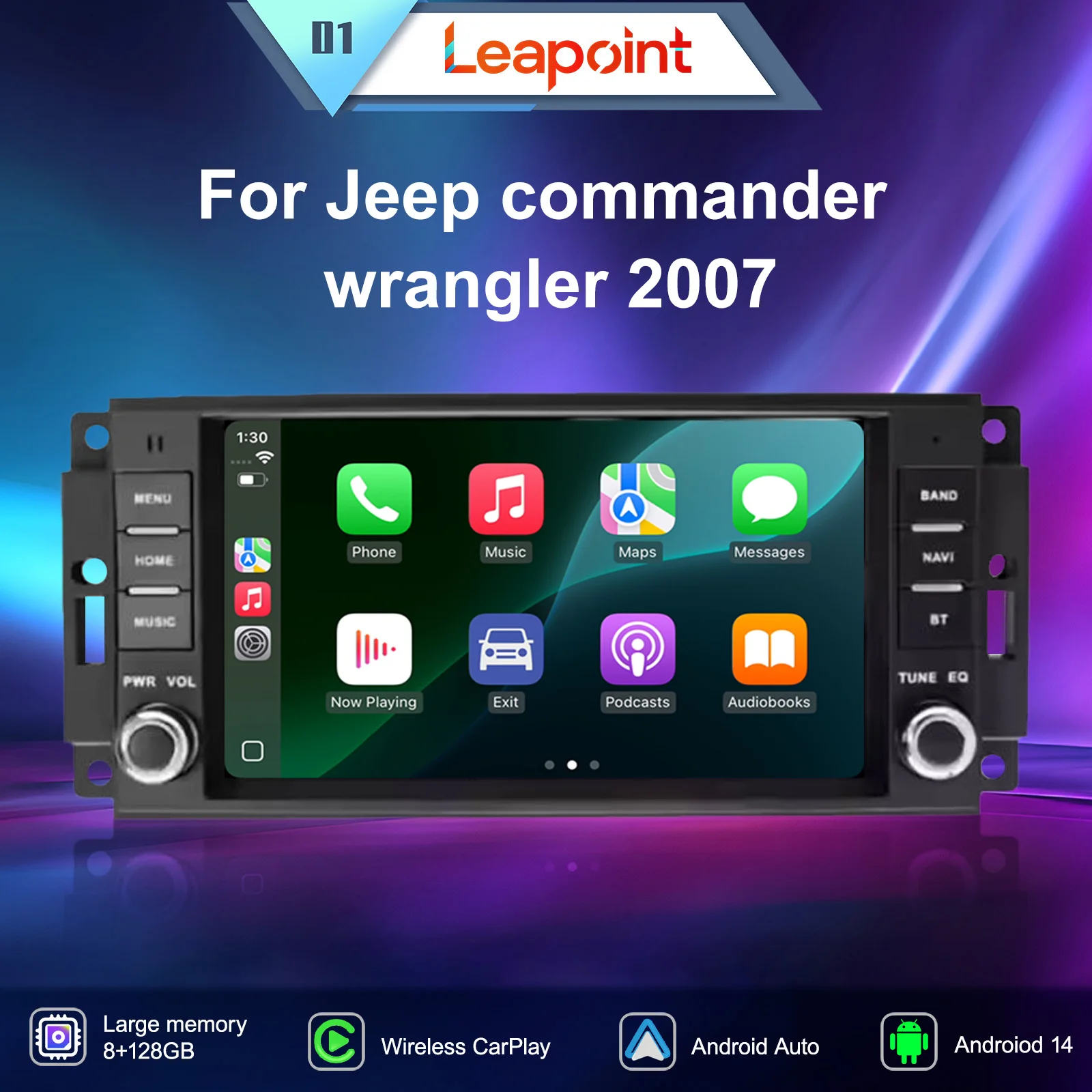 

Leapoint 2Din Android 14 Car Radio For Jeep Commander Wrangler 2007 Wireless Carplay Multimedia Player GPS Navigation 4G WIFI