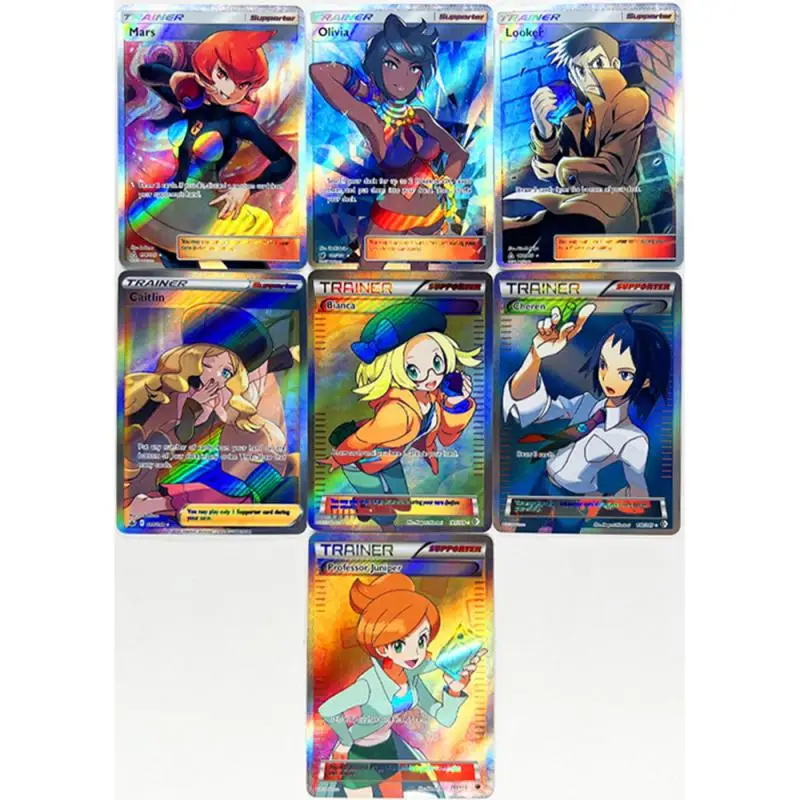 55PC/Set Anime Pokemon DIY ACG Laser Flash Card Misty Ash Ketchum May Toys for boys Collectible Cards Christmas Birthday Present