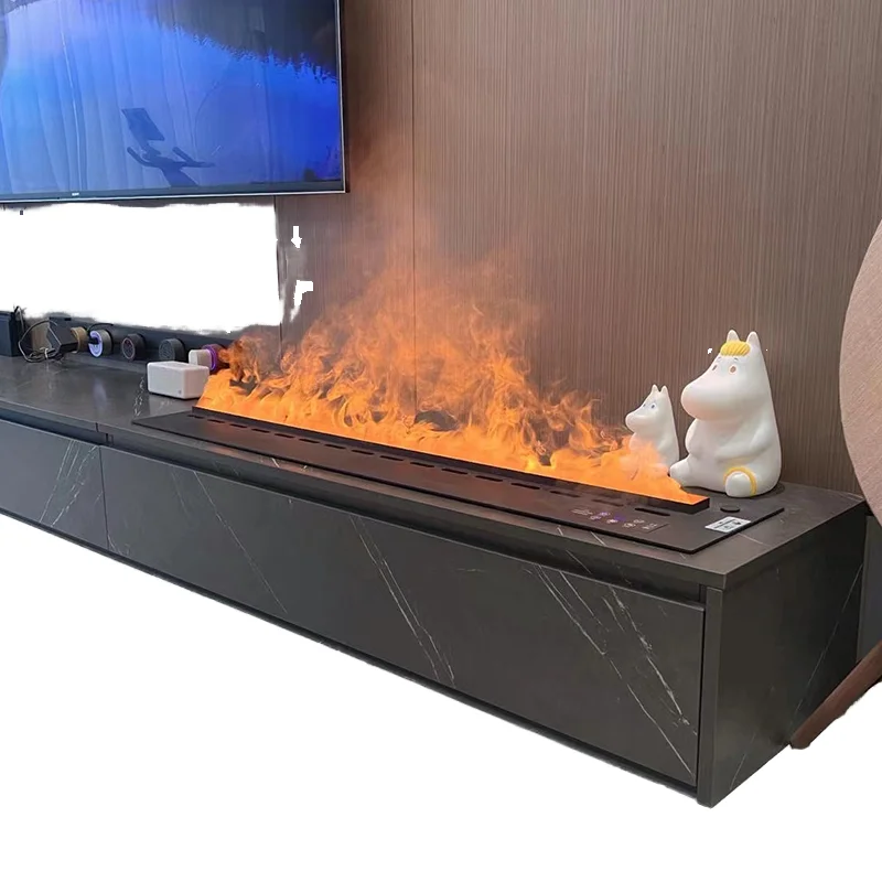 

Modern 700-3000mm Electric Fireplace 3D Water Vapor Fire Steam Effect Smart Control Phone APP Insert for Hotels Villas Steel