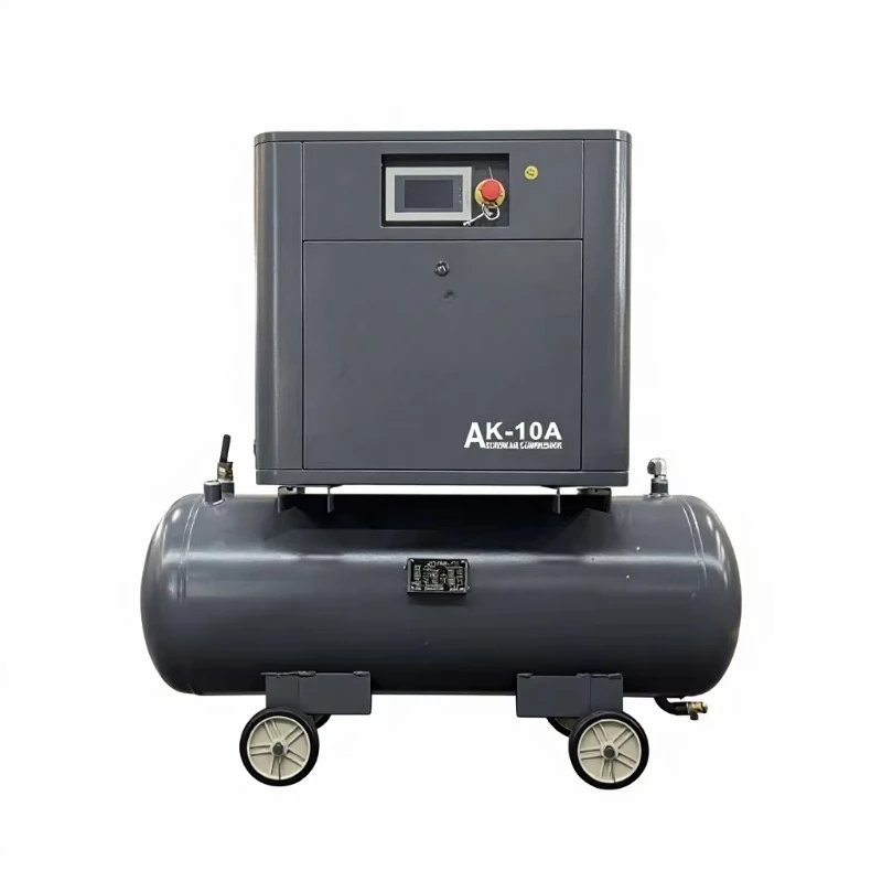Screw Air Compressor, Portable Mini Single Phase Household Screw Air Compressor, Belt Wheel