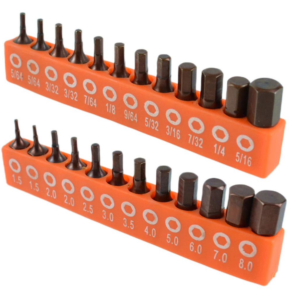 

12/24pcs Hex Screwdriver Bit Set Alloy Steel Magnetic Set 25mm 1/4in Hex Shank Driver Bit For DIY Home Projects Or Work Sites