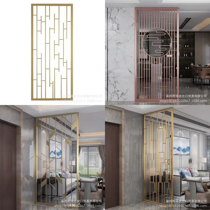 Modern Nordic Stainless Steel Hollow Screen Divider for Living Room Entrance Dining Area Simple Luxury Metal Partition Decor