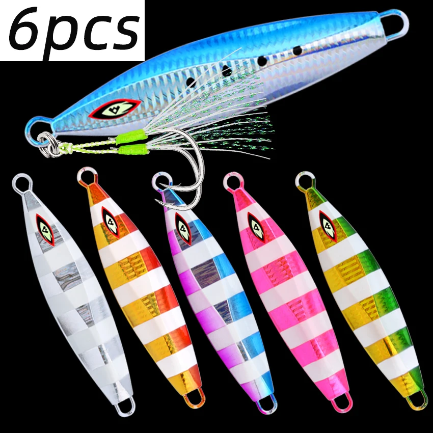 

6pcs Big Metal Slow Sinking Fishing Lures100g-300g Fishing Jigs Saltwater Lures Metal Bass Jig Isca Artificial Fake Fish Lures