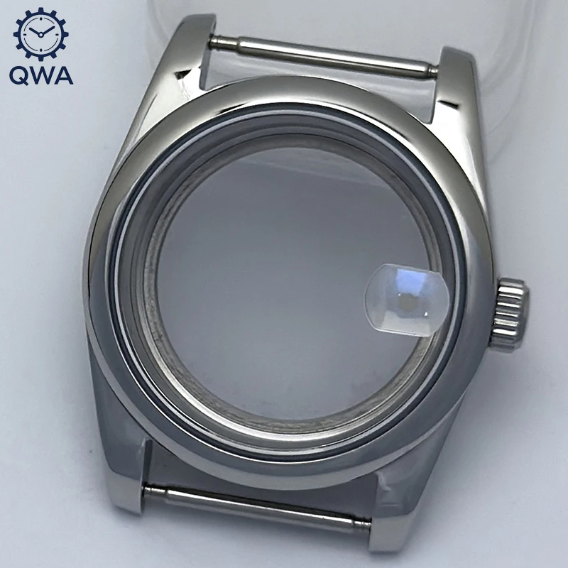 

QWA Нержавеющая сталь 316L 36 мм/39 мм Полукруглый Datejust Серебряное сапфировое увеличительное стекло Корпус для часов Подходит для механизма NH35/NH36