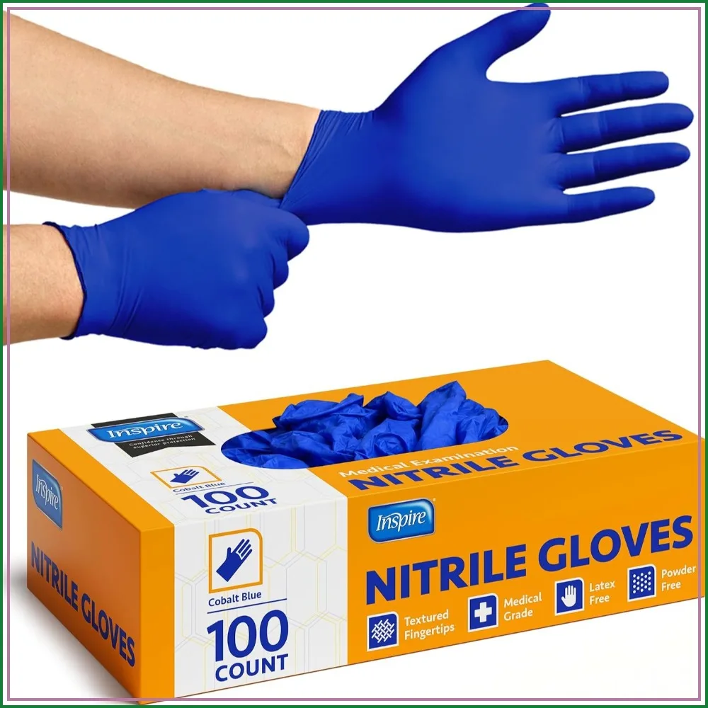Cobalt Blue Nitrile Disposable Gloves 4.5 Mil - Safety Exam Medical Cooking Cleaning