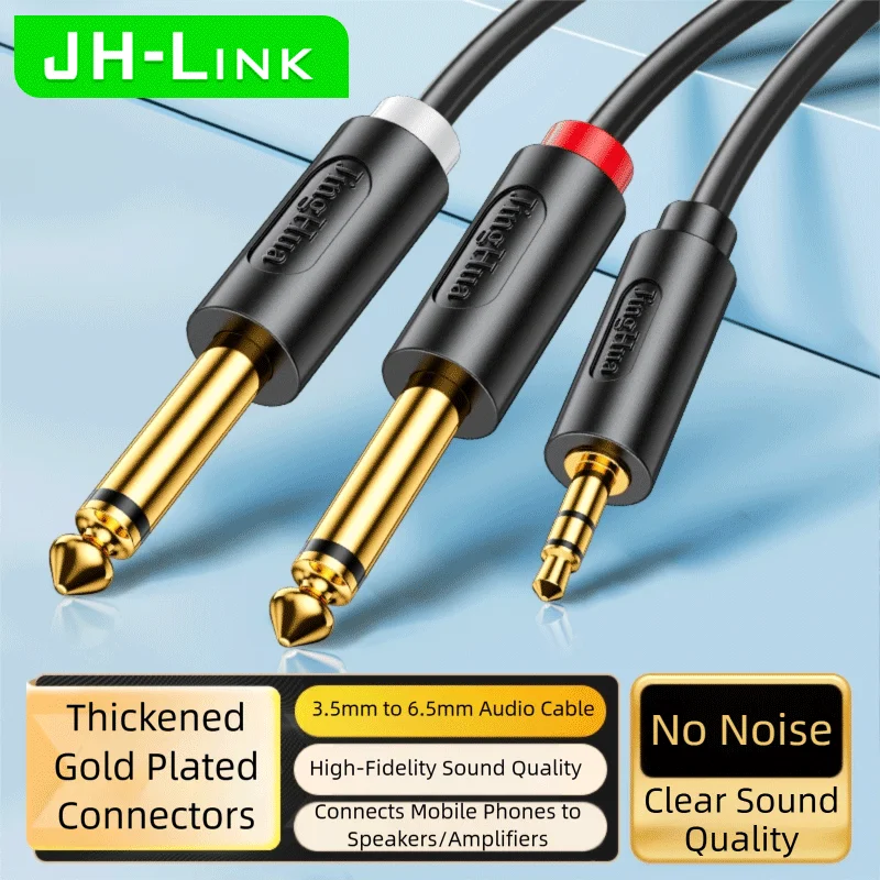 1/8 to 1/4 Audio Cable， 3.5mm TRS to Dual 6.35mm 1/4 TS Mono Y Splitter Audio Cord Adapter for PC, Home Stereo System