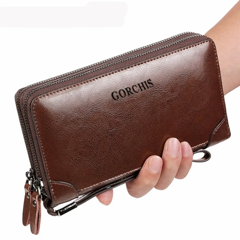 

Wallet For Men Male Real Cowhide Men's Long Zipper Slim Clutch Wallets Purse With Card Holder Phone Bag carteras de mano plecak