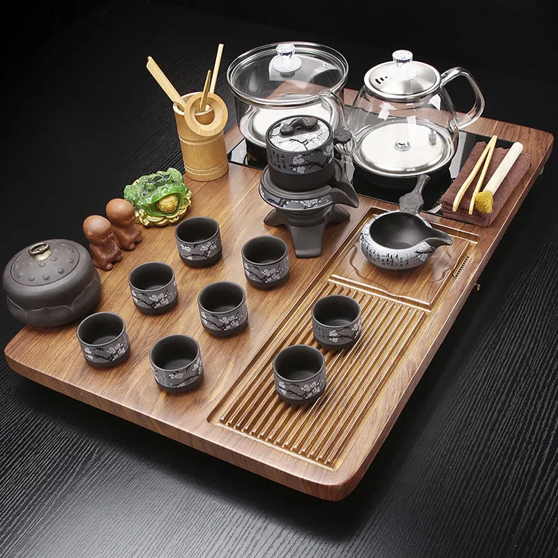 Serving Decorative Tea Tray Luxury Ceremony Kung Fu Drainage Chinese Tea Tray Rectangle Hospitality Bandejas Home Decorationgs