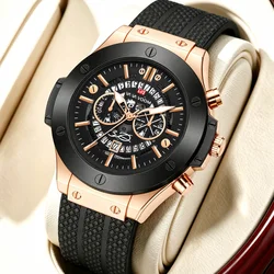 2023 New Men's Watch Top Brand Luxury Sports Silicone Strap Japanese Movement Calendar Quartz Waterproof Watch Relogio Masculino