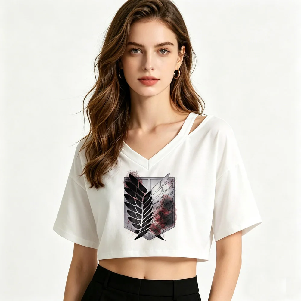 Attack on Titan cropped top girl gyaru goth japan anime t-shirt manga kawaii streetwear gyaru harajuku