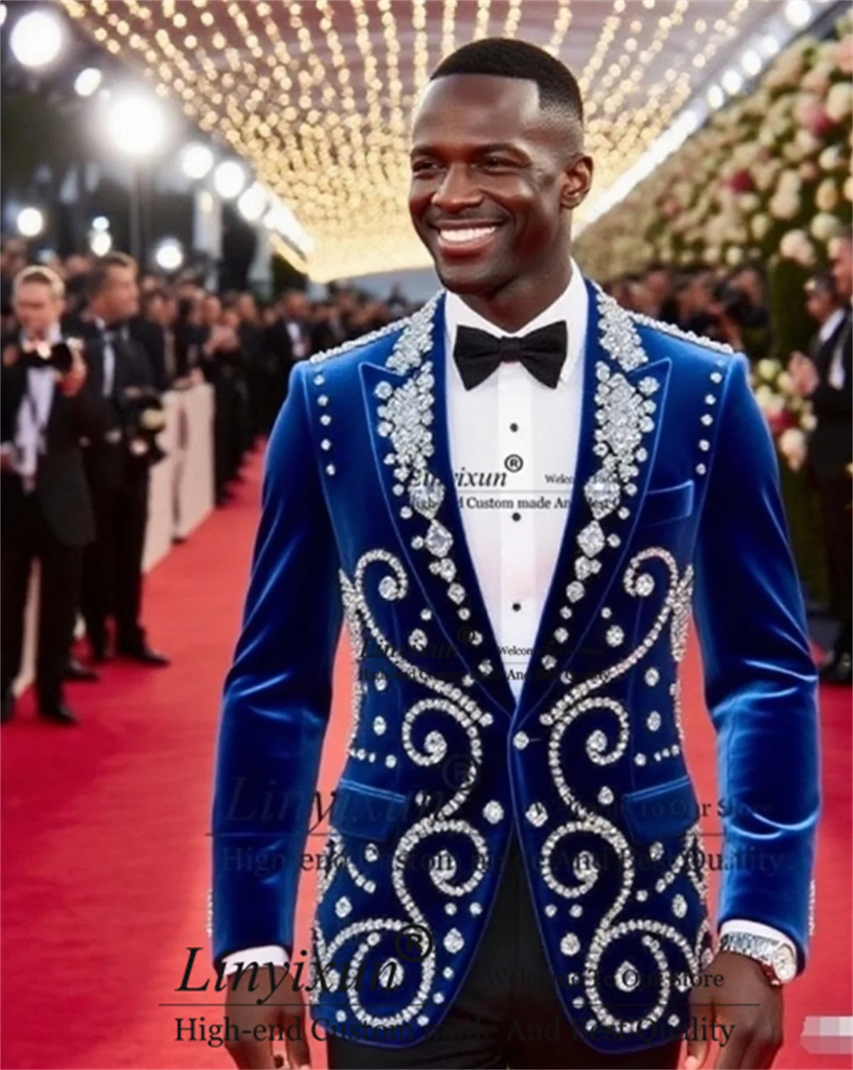 

Elegant Velvet Men Suit For Wedding High End Gem Beaded Male Prom Blazer Customized Groom Tuxedo 2 Piece Sets trajes para hombre