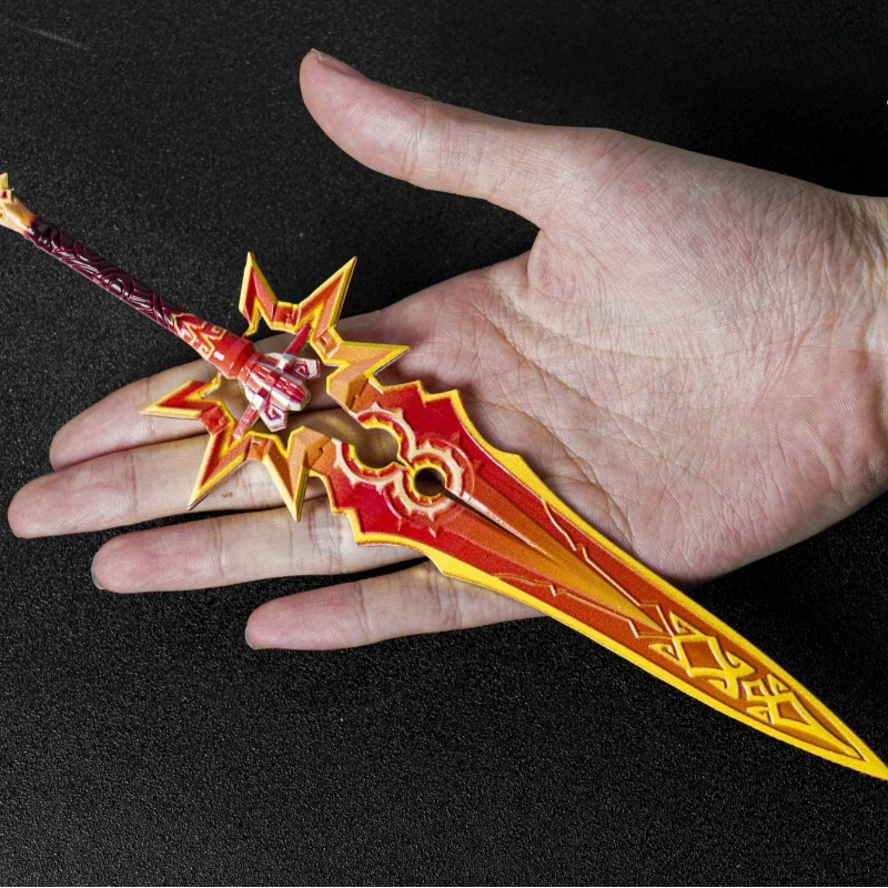 22 センチメートル/8.66 インチ原神インパクトナタ金属両手剣ノーカット武器モデル燃焼八尾千太陽ゲーム周辺工芸ギフト