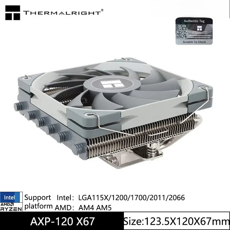 

Радиатор Thermalright AXP120-X67 с воздушным охлаждением, высота 67 мм, 6 тепловых труб, поддержка радиатора вниз LGA1700/115X/2011/AM5/AM4