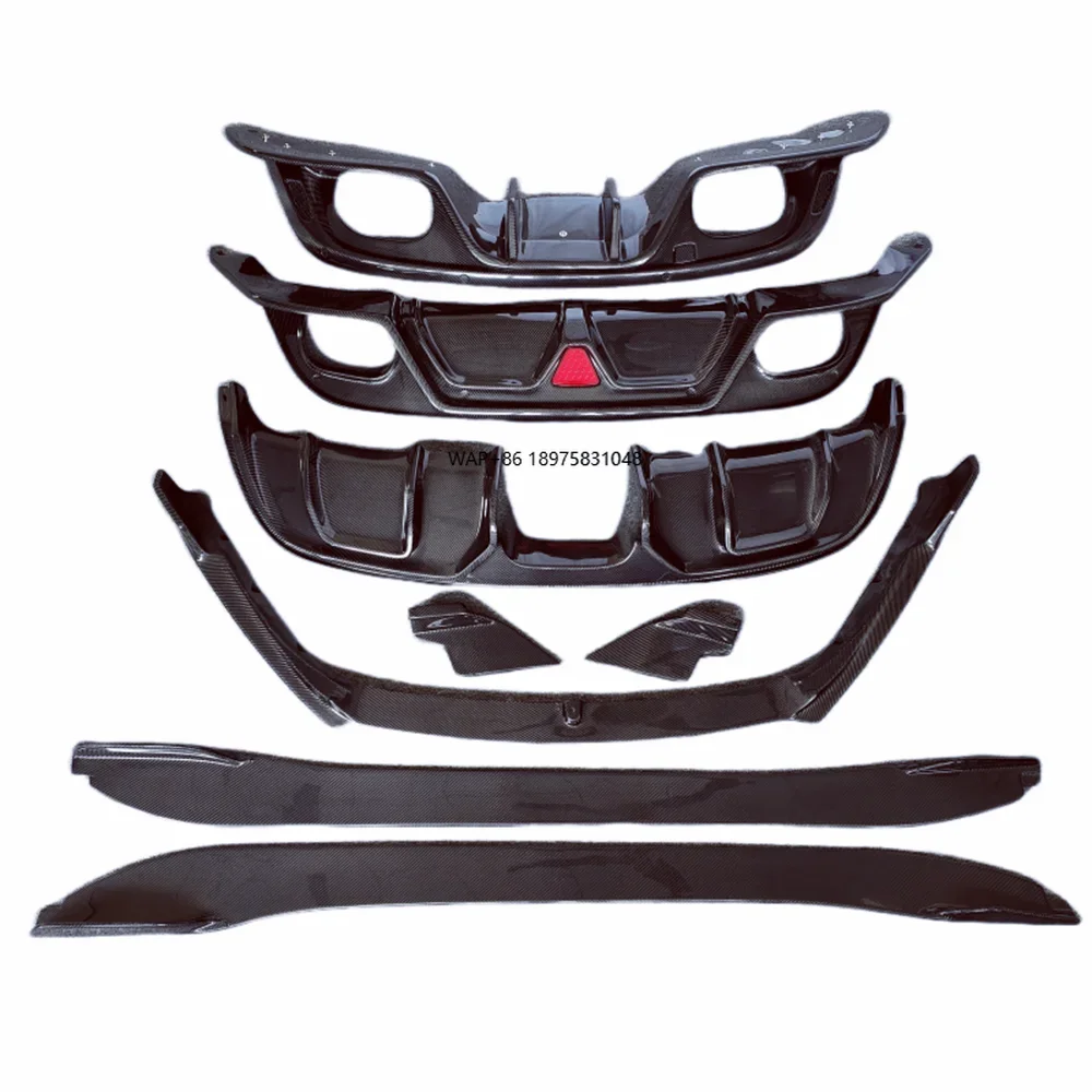 

For Genuine 2013-2019 Carbon Fiber Body Kit Front Lip Side Skirt with LED Light Rear Diffuser Car Body Kits