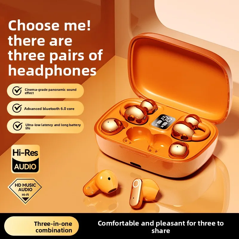 Wireless Bluetooth Earbuds 3-in-1 High Quality Long Battery Life For Shared Use 3 Pairs