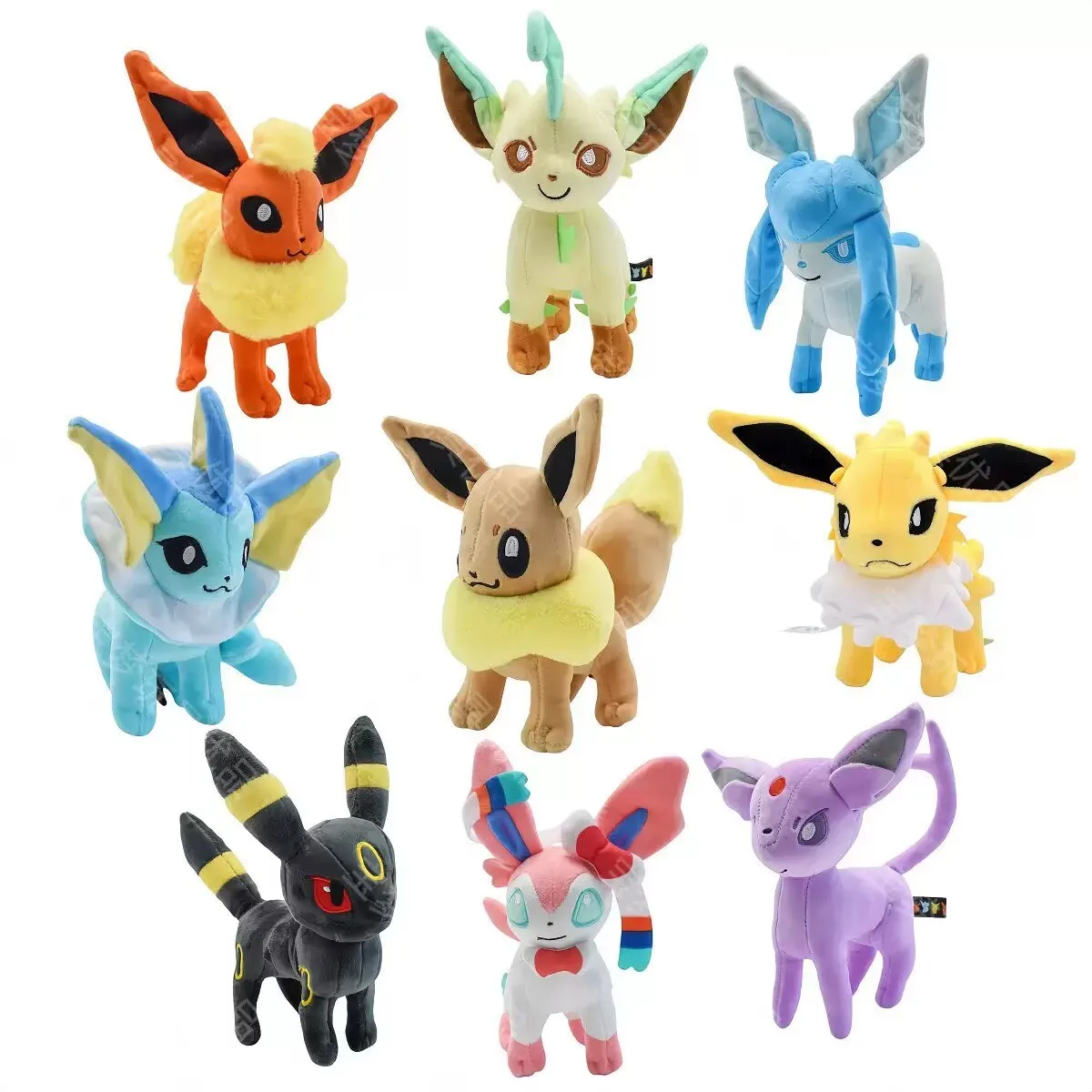 Pokemon Eevee Family Plüschspielzeug-Set – Sylveon Umbreon Vaporeon Flareon Plüschtier Pikachu Glaceon Stoffpuppen Kinder Weihnachtsgeschenk