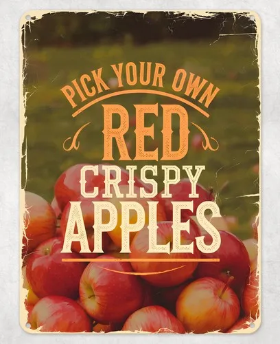Pick You Own Red Apples Metal Poster Wall Tin Sign Man Cave Shed Home Plaque --Tin Sign