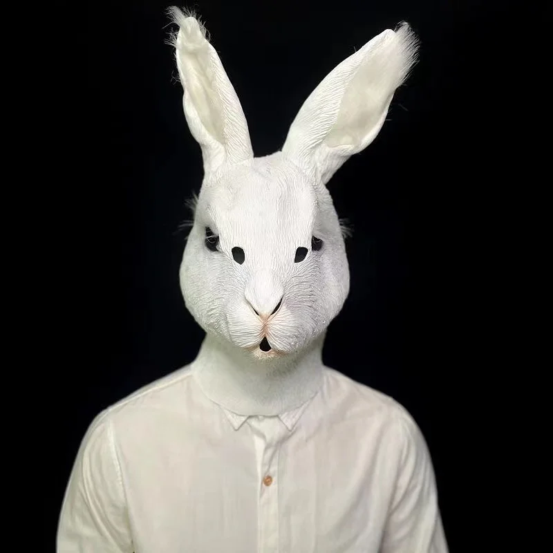 Cosplay Anime Bunny Latex Mask Full Head Animal Cartoon Rabbit Mask Bunny Costume Halloween Party Fancy Dress Carnival Maks