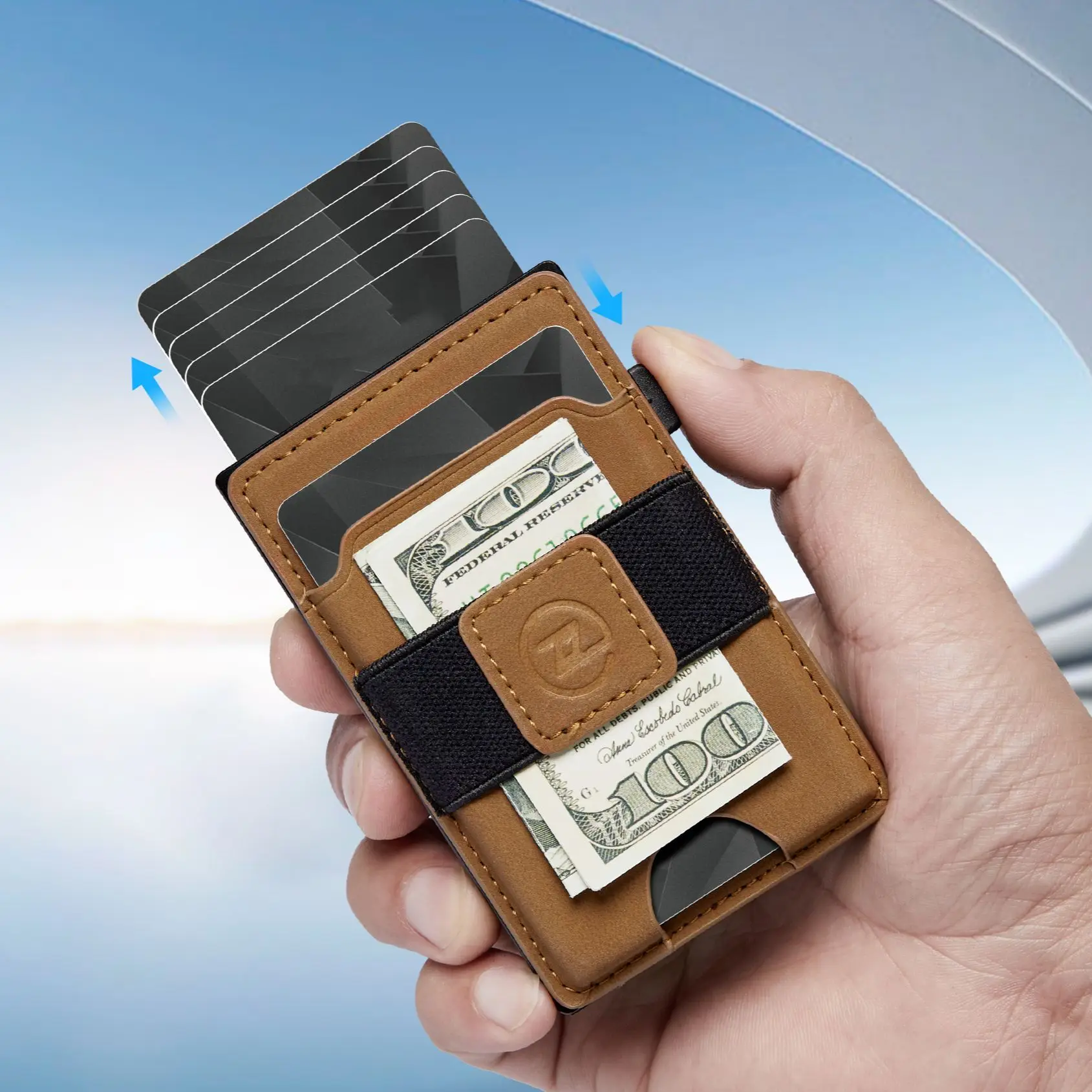Men's Dual-purpose Leather Card Holder with RFID Shielding, Ultra-thin Profile Magnetic Closure Effective Against Theft in Daily