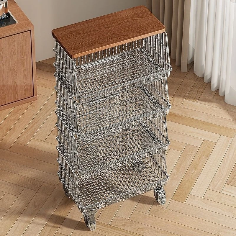 Vegetable storage rack, floor-standing trolley, multi-layer movable vegetable basket, cabinet, home use