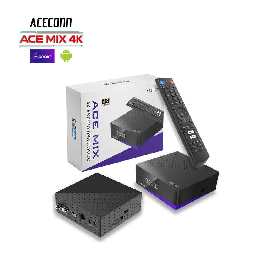 

ACECONN ACEMIX TV BOX DVB-S2/T2/C TVONAIR3 Player IPTV Abonment Box Satellite Receiver 2G 32GB Set Top Box Dual WiFi BT Remote