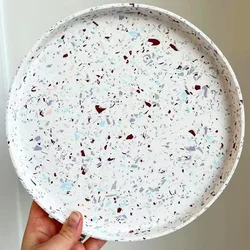30CM Round Cement Tray Silicone Molds Handmade Plaster Epoxy Concrete Square Coaster Mould Storage Plate Dish Home Decoration