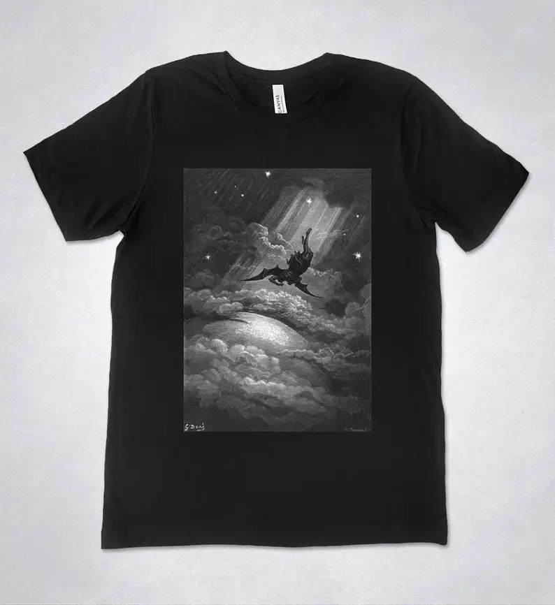 GUSTAVE DORE t-shirt, Gustave Dore Illustration, John Milton - Paradise Lost, Gustave Dore engraving, Lucifer, Fallen Angel, Sat