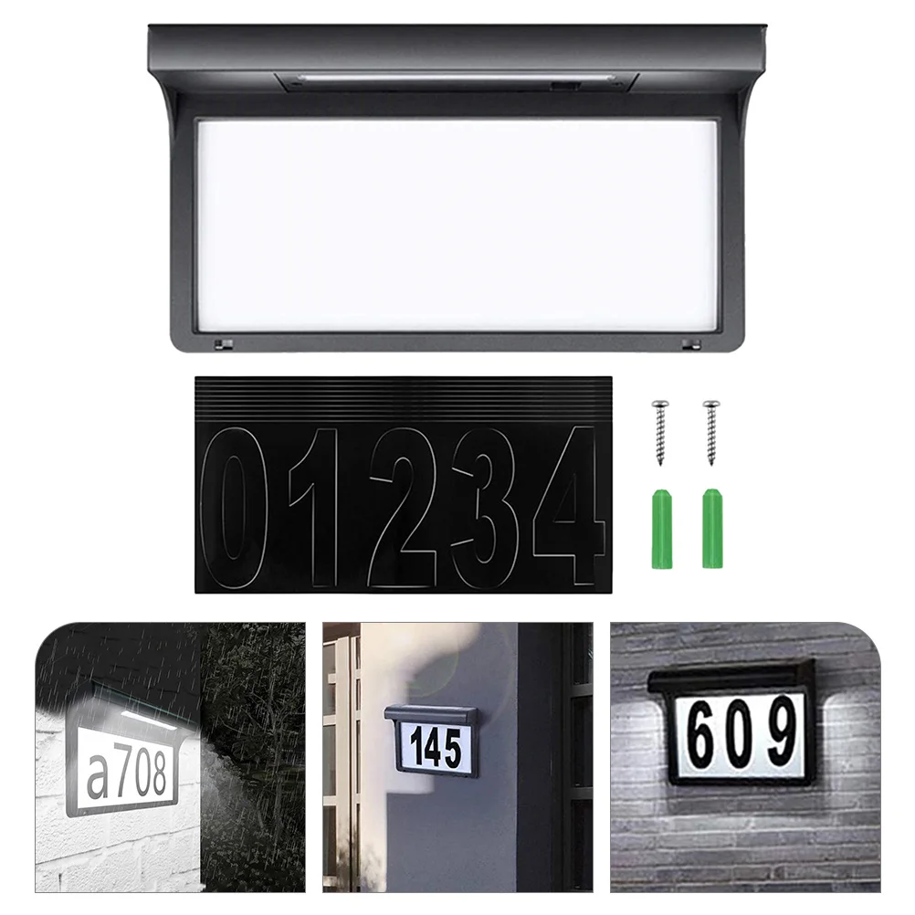 

Solar Door Light Address Signs for Houses Lighted Numbers Outdoor Home Polysilicon Powered Modern Wall Mountable House Number