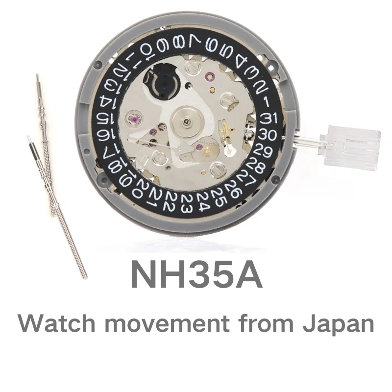 Japão genuíno nh35a movimento mecânico preto 3h data relógio automático substituir mecanismo nh35a 4r35 alta precisão