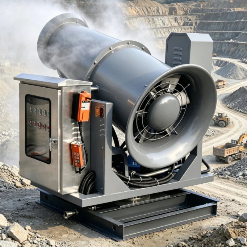 50m Anti Corrosion Metal Fog Cannon Trailer Type Remote Mist Sprayer Aggregate Plant Dust Reduction Tool