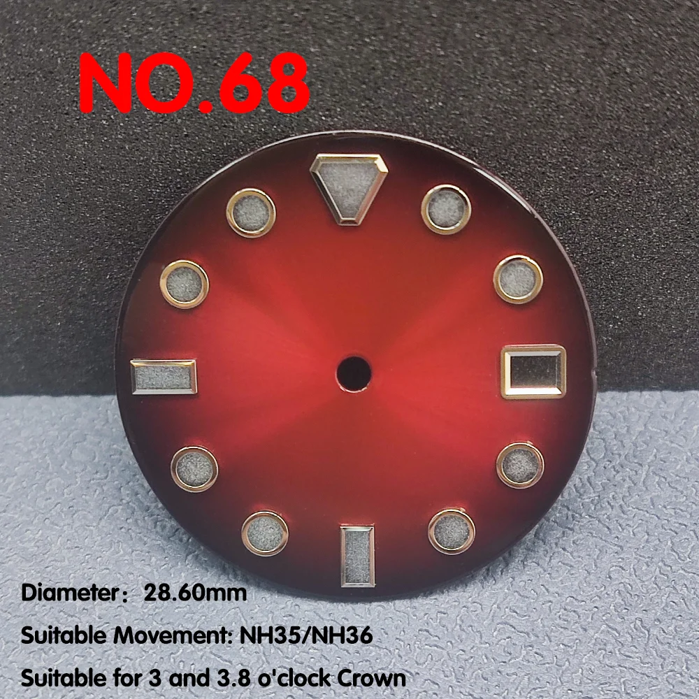 28.6mm watch dial single day NH35/NH36 colorful gradient watch dial with support for custom logo